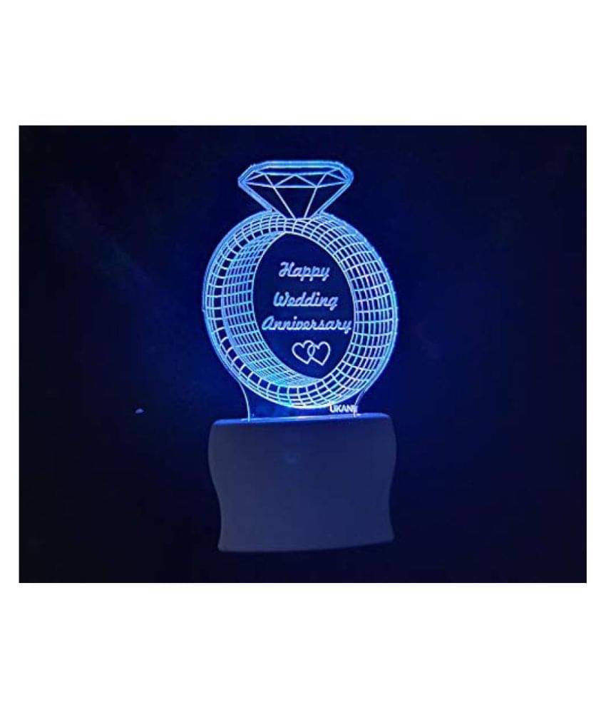 Jai Ho 3D Happy Wedding Anniversary Acrylic Night Lamp for Home/Bedroom/Gift Night Lamp Multi - Pack of 1 Jai Ho 3D Happy Wedding Anniversary Acrylic Night Lamp for Home/Bedroom/Gift Night Lamp Multi - Pack of 1