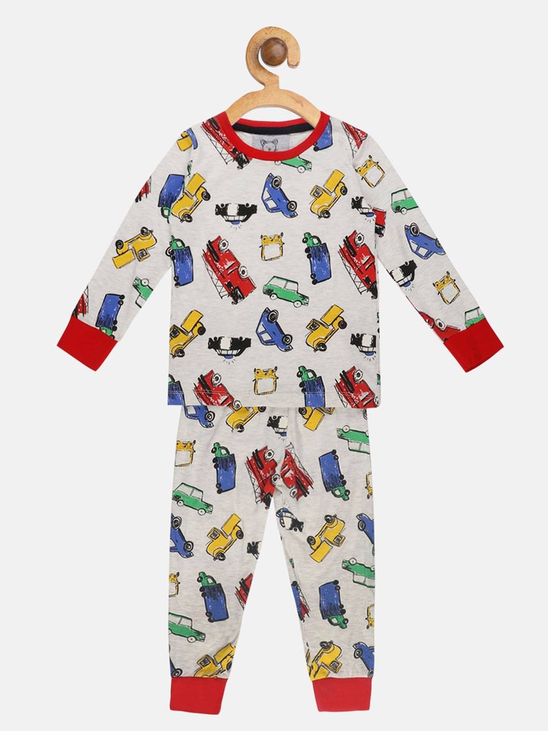     			Lazy Shark Pack of 1 Boys Cotton Blend Nightsuit Set ( Grey )