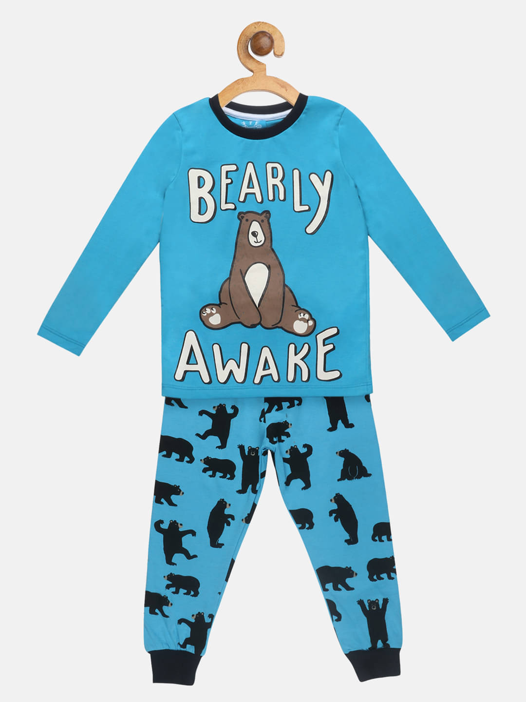     			Lazy Shark Pack of 1 Boys Cotton Blend Nightsuit Set ( Turquoise )