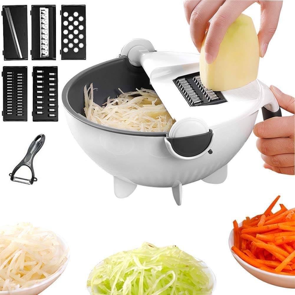 Vegetable Cutter with Drain Basket 9 in 1 Slicer, Multi-functional Magic Kitchen...