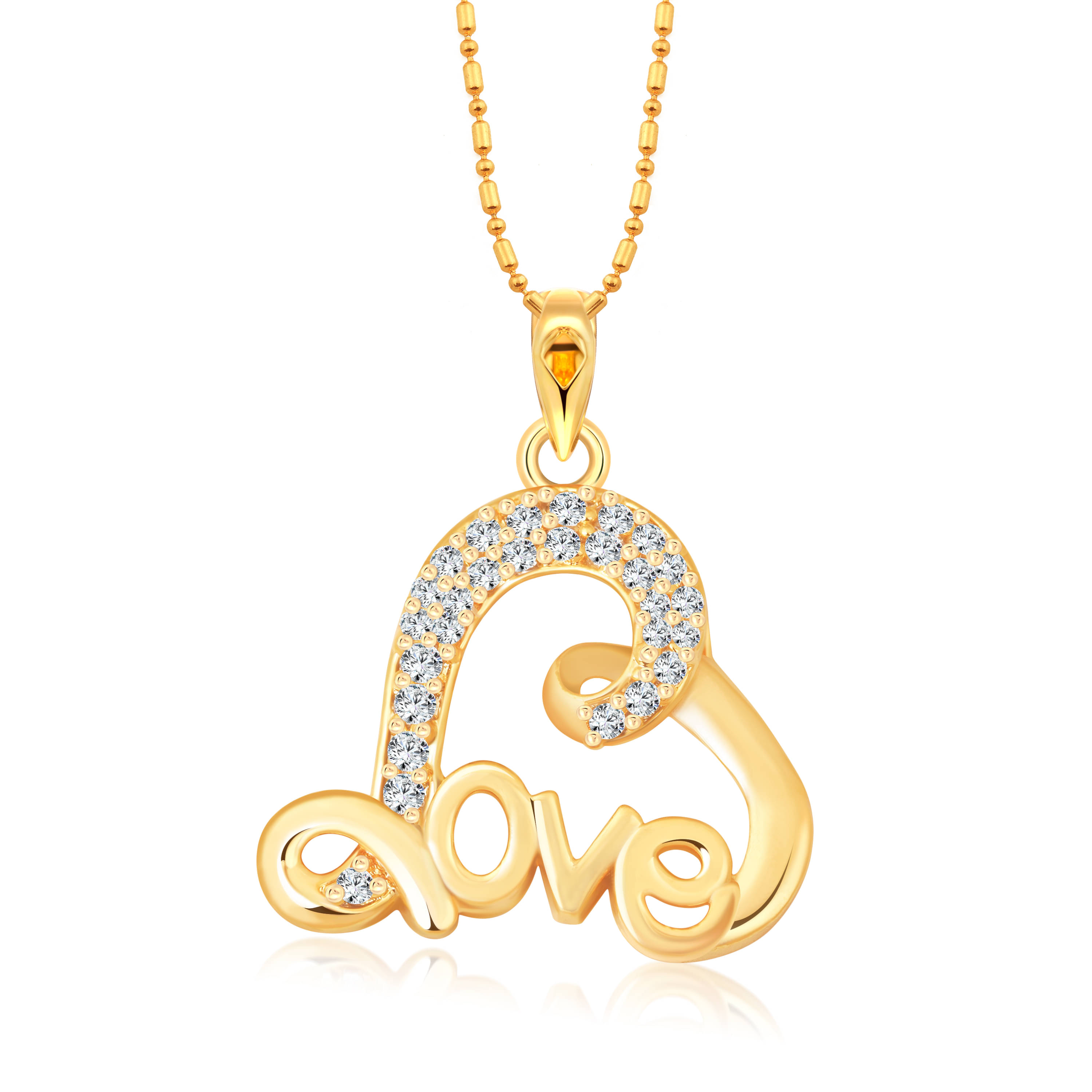 Vighnaharta Zircon Curve Heart Pendant with Chain | Necklace for Women & Girls- VFJ1306PG Vighnaharta Zircon Curve Heart Pendant with Chain | Necklace for Women & Girls- VFJ1306PG