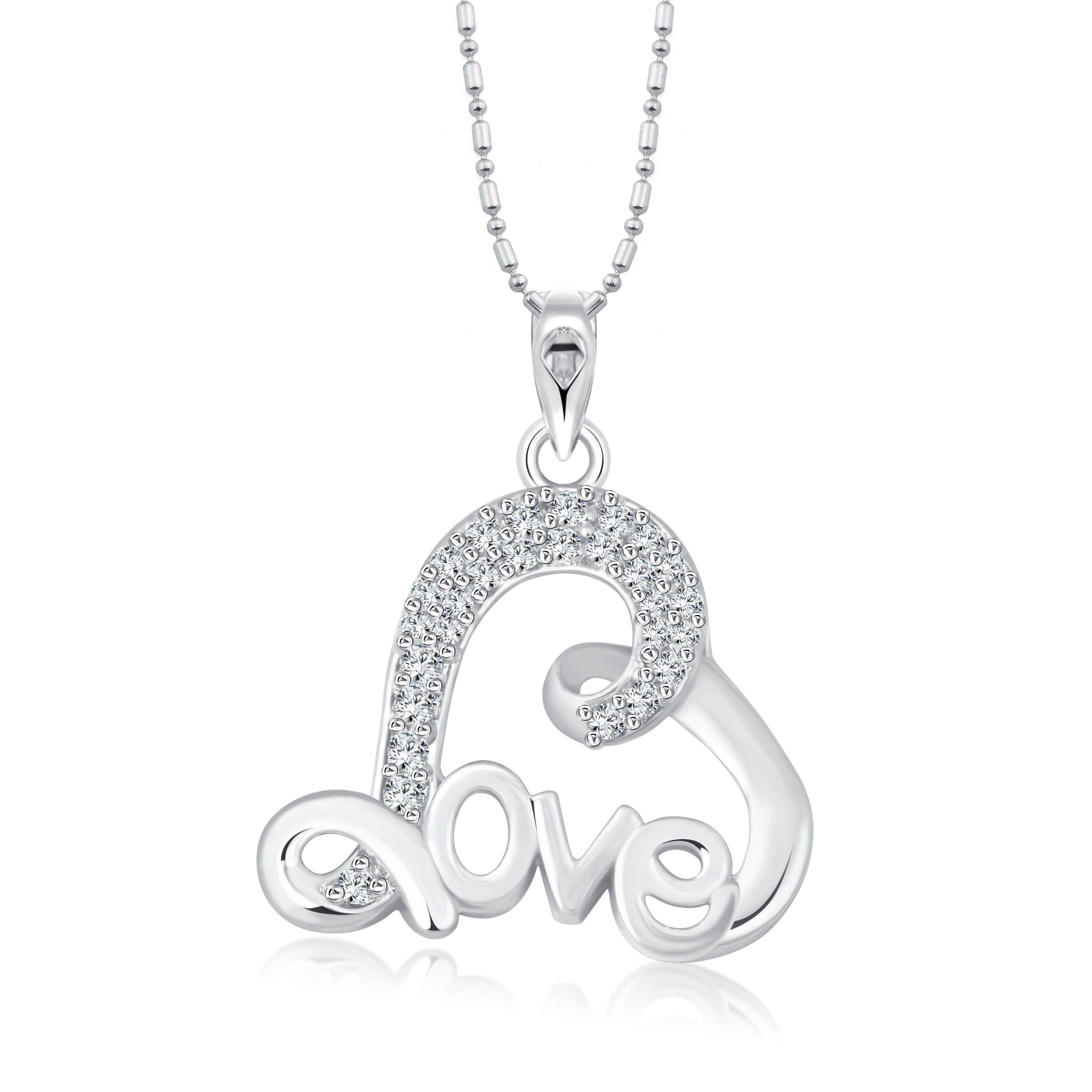     			Vighnaharta Zircon Curve Heart Pendant with Chain | Necklace for Women & Girls-  VFJ1306PR