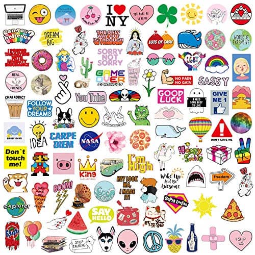 iDream Cute Girl Pink Fun Waterproof Vinyl Sticker for Laptop, Desk, Skateboard, Luggage, Guitar, Furniture, Toy, Scrapbook (Set of 100)