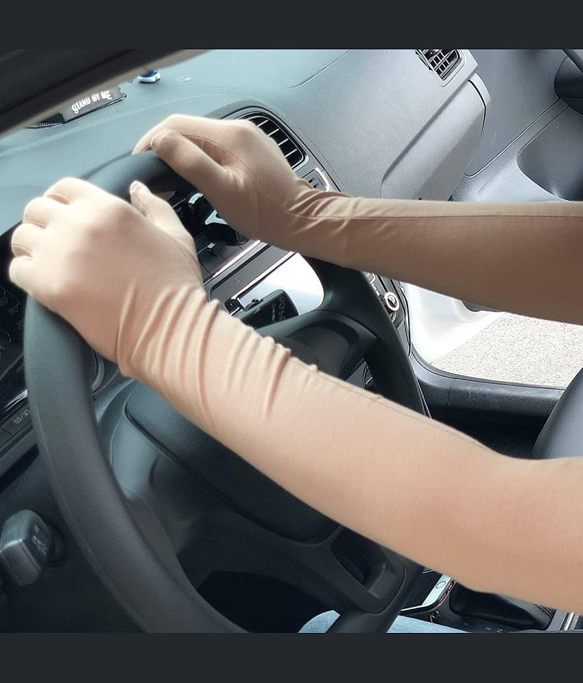 HF LUMEN Unisex Skin Black Full Cotton Gloves Protect Skin From Sun/Dust/Pollution (Pack Of 2 Pair)