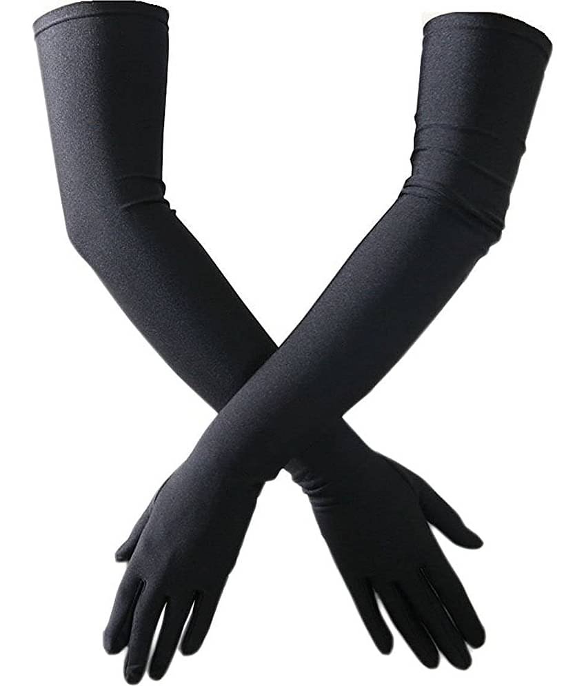 HF LUMEN Unisex Skin Black Full Cotton Gloves Protect Skin From Sun/Dust/Pollution (Pack Of 2 Pair)