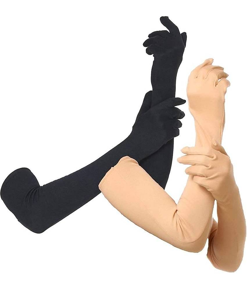 HF LUMEN Unisex Skin Black Full Cotton Gloves Protect Skin From Sun/Dust/Pollution (Pack Of 2 Pair)