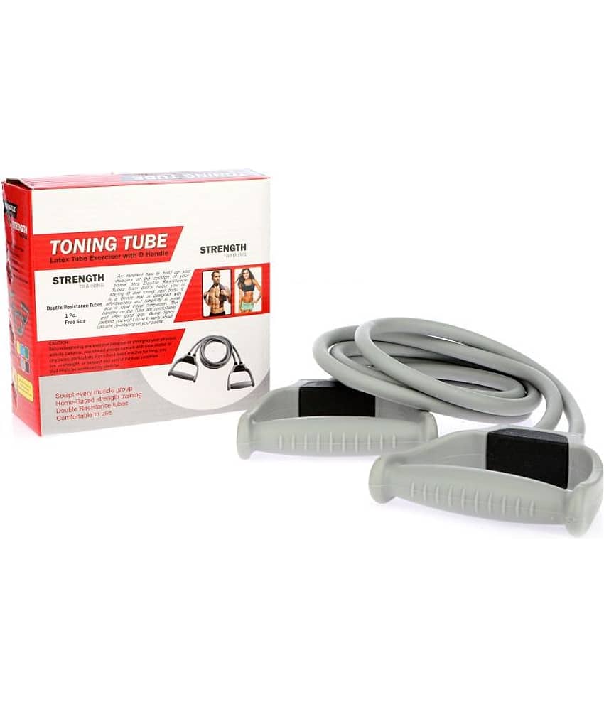 Manogyam Double Toning Tube Full Body Home Gym Resistance Tube Resistance Tube (Grey) - Sports and Fitness Equipment | Buy online on ZillyBuy