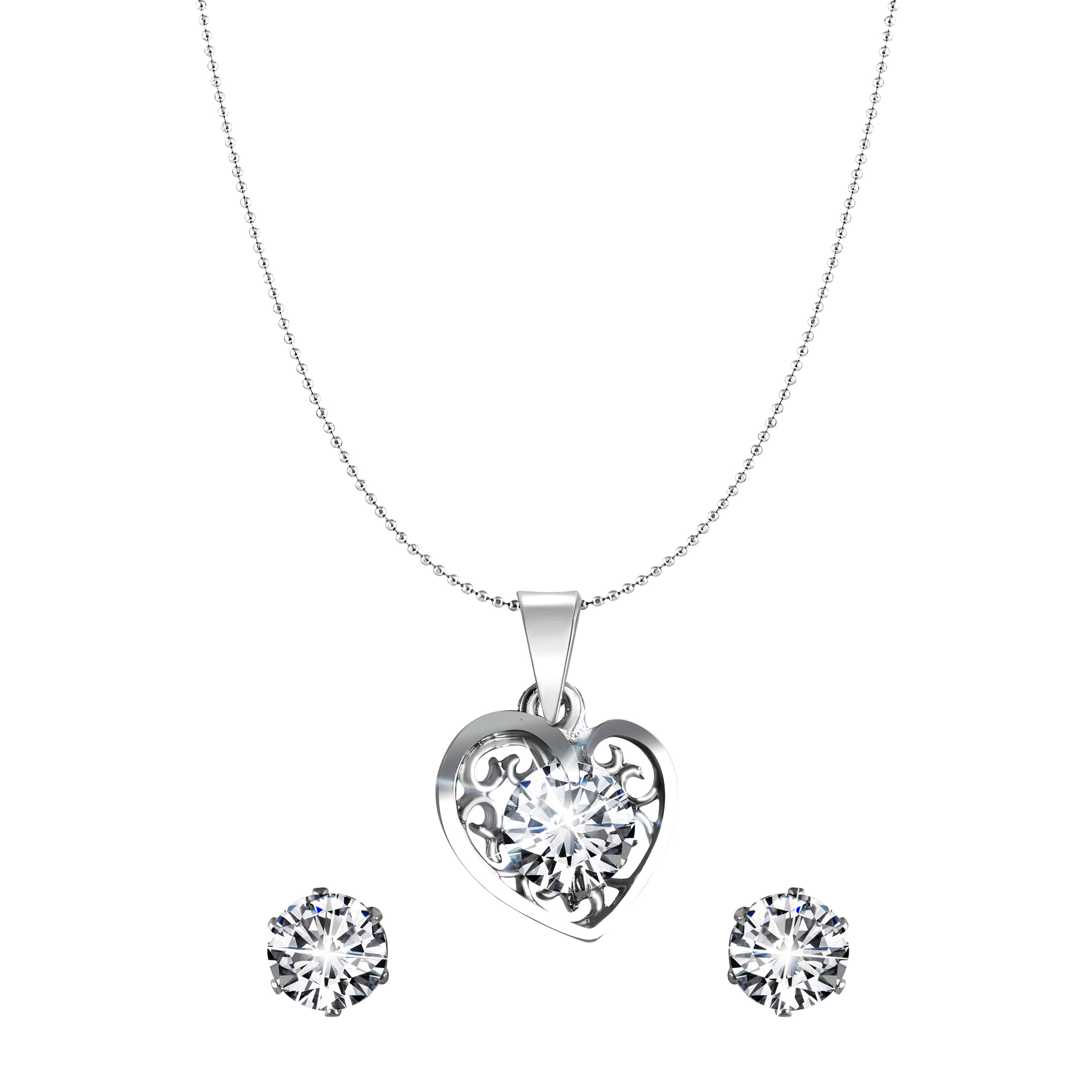     			Vighnaharta Delicate Silver Drop Solitaire Pendant Set with Earrings for Women  and Girls