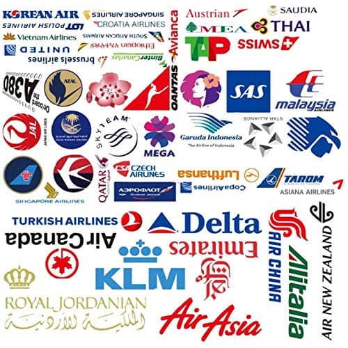 iDream Airline Logo Aviation Travel Trip Stickers DIY for Suitcase, Laptop etc. (Set of 50)