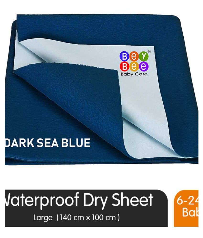 Bey Bee Quick Dry Baby Bed Protector Waterproof Sheet Large (140cm x100cm) Dark Sea Blue