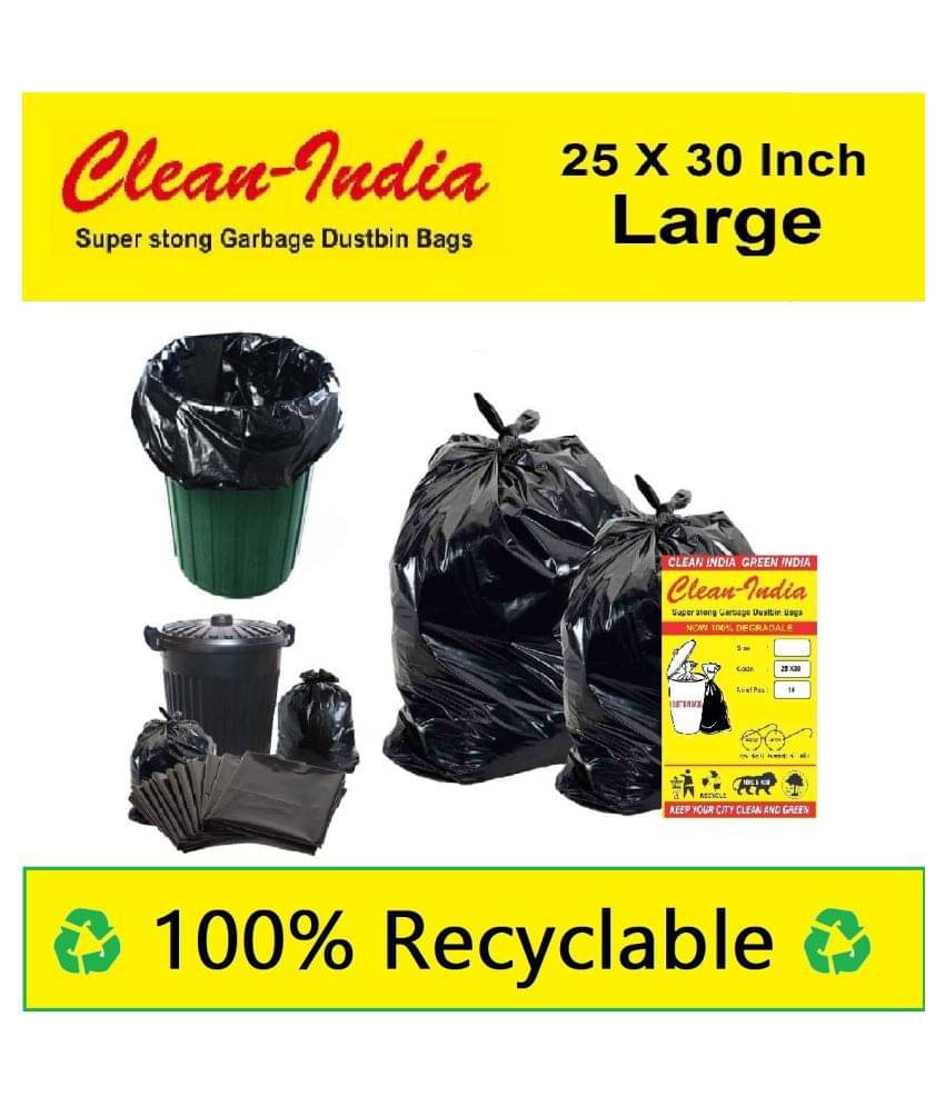     			C-I Large 42 pcs - 25X30 Black Disposable Garbage Trash Waste Dustbin Bags of 63cm x 76cm | Pack of 3 X 14 pcs= total 42 pcs