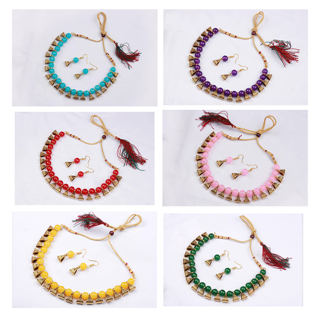 JFL - Jewellery For Less Multi Color Copper Necklace Set ( Pack of 6 )