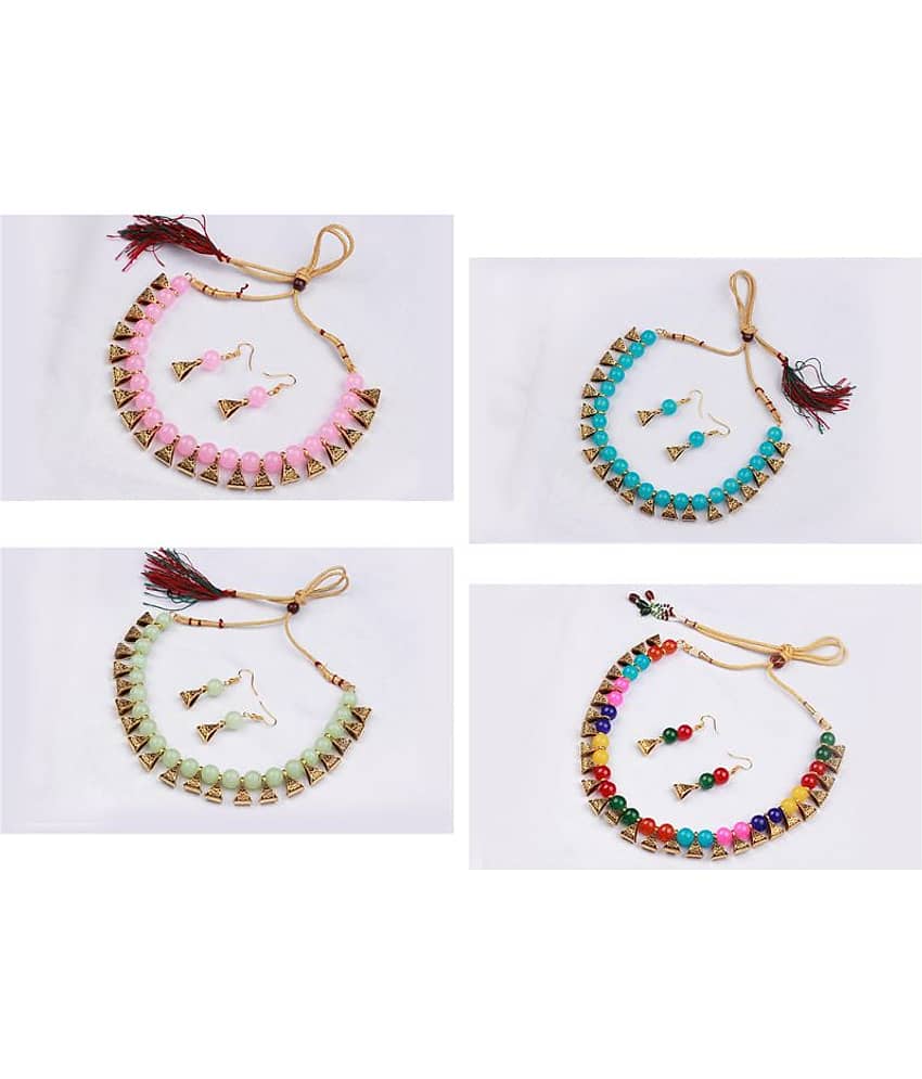 JFL - Jewellery For Less Multi Color Copper Necklace Set ( Pack of 4 )
