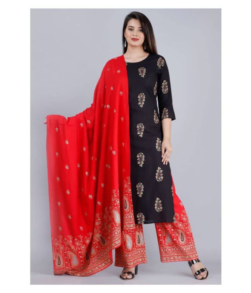 MAUKA Rayon Kurti With Palazzo - Stitched Suit