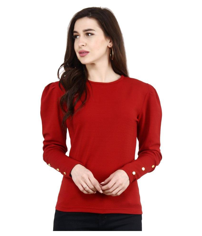     			POPWINGS Women's Polyester Regular Top ( Maroon )