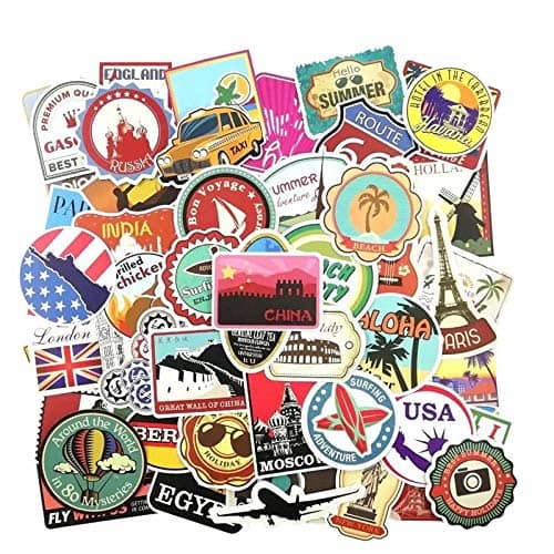 iDream Retro Travel Landmark Waterproof Postage Building Decal Sticker DIY for Toys, Suitcase, Scrapbook, Laptop, Guitar etc. (Set of 100)