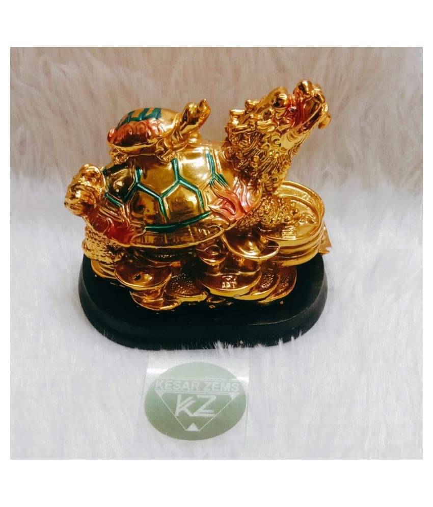 KESAR ZEMS FengShui Polyresin Dragon with Tortoise for Good Luck and Prosperity Showpiece (10 x 6 x 7 CM, Golden) KESAR ZEMS FengShui Polyresin Dragon with Tortoise for Good Luck and Prosperity Showpiece (10 x 6 x 7 CM, Golden)