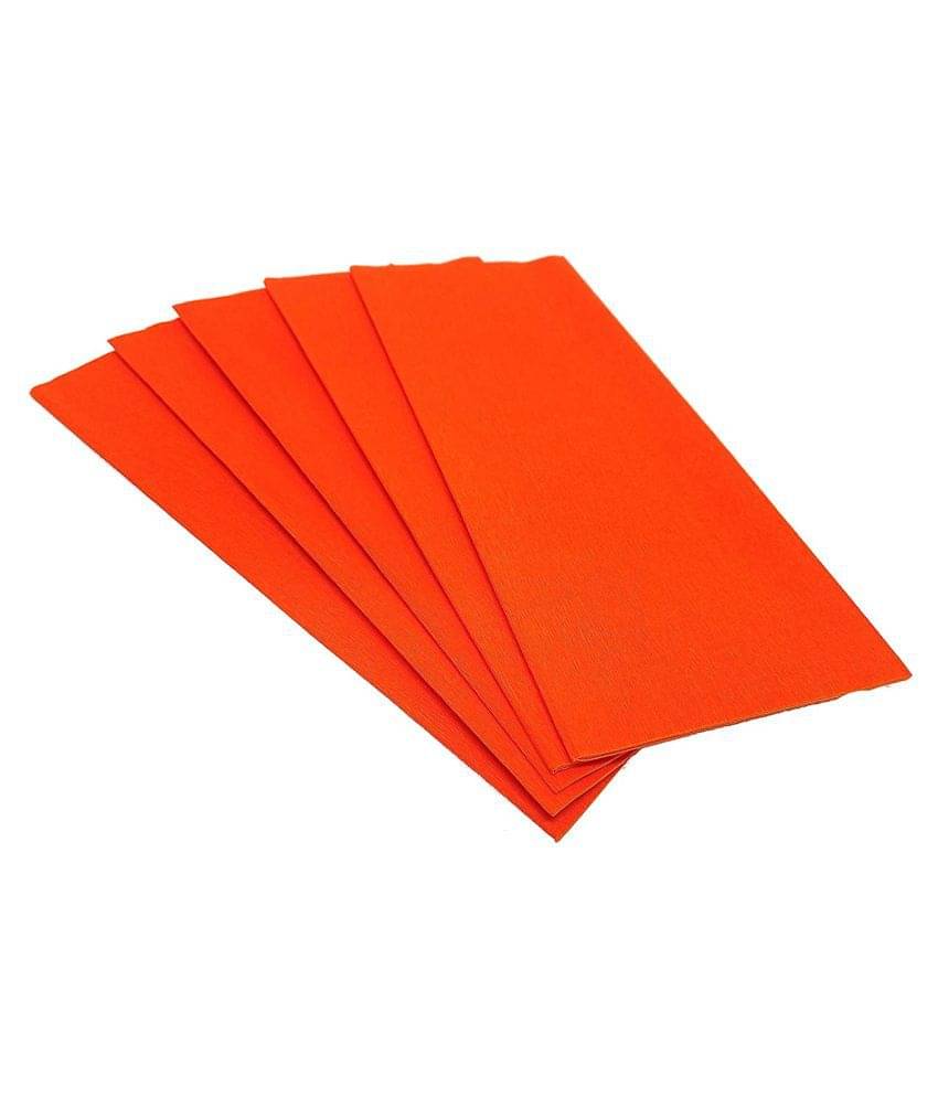     			PRANSUNITA Flower Making Duplex Wrinkled Stretchable Crepe Paper for DIY Flower Making and Wrapping, Size: - 25 x 55 cm - Pack of 5 Sheets  Color Orange