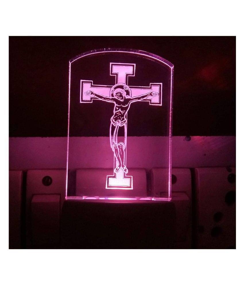 UKANI 3D ILLUSION ACRYLIC LED NIGHT LAMP WITH 7 COLOR Jesus Christ Cross Design Night Lamp Multi - Pack of 1 UKANI 3D ILLUSION ACRYLIC LED NIGHT LAMP WITH 7 COLOR Jesus Christ Cross Design Night Lamp Multi - Pack of 1
