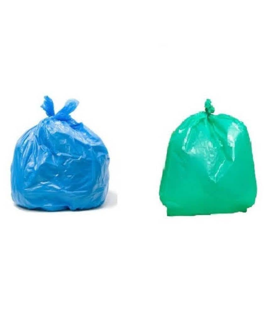 C-I 2 Packs Medium Disposable Garbage Bags for Wet and Dry Waste (30 Pcs Blue and 30 pcs Green) -1 Packs Each