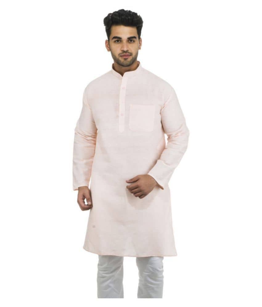 DESHBANDHU DBK Peach 100 Percent Cotton Kurta Single - Kurtas & Kurta Sets | Buy online on ZillyBuy