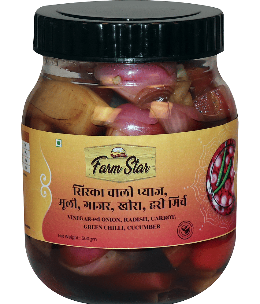 Farm Star (Sirke ki Onion, Radish, Carrot, Cucumber) Vegetable Pickle 500 g