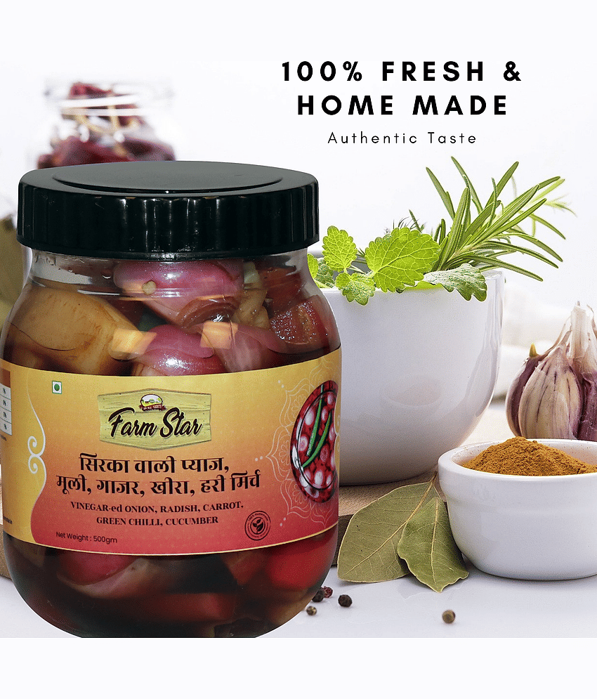 Farm Star (Sirke ki Onion, Radish, Carrot, Cucumber) Vegetable Pickle 500 g
