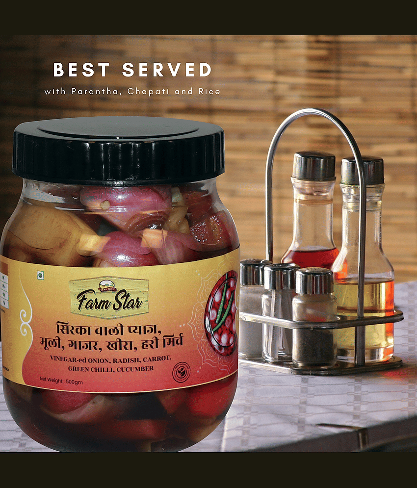 Farm Star (Sirke ki Onion, Radish, Carrot, Cucumber) Vegetable Pickle 500 g