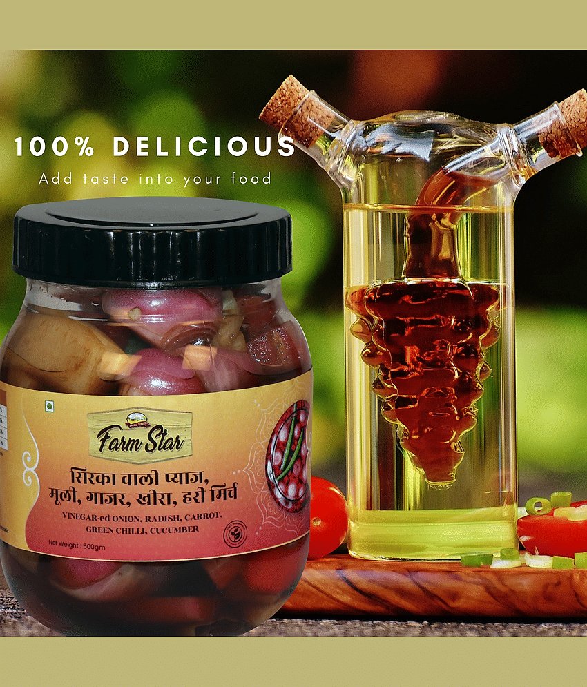 Farm Star (Sirke ki Onion, Radish, Carrot, Cucumber) Vegetable Pickle 500 g