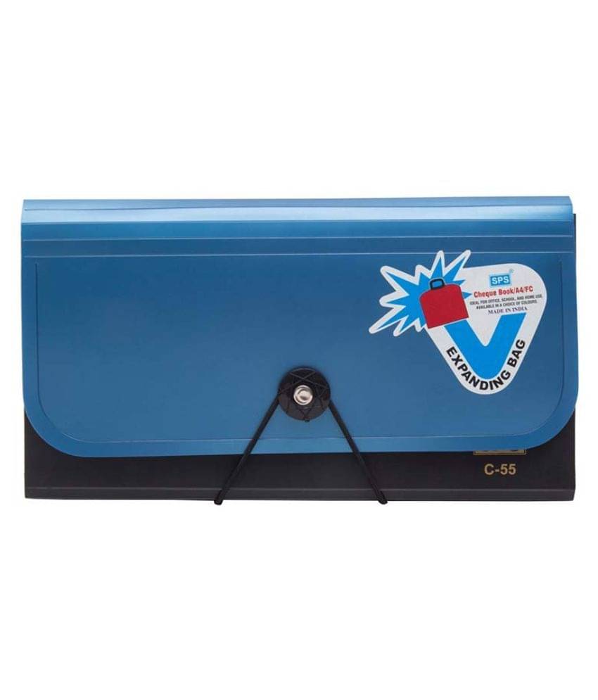     			SHB Presents Plastic File Folder Expanding Bag CHEQUEBOOK Size C 55 (Blue, Black)