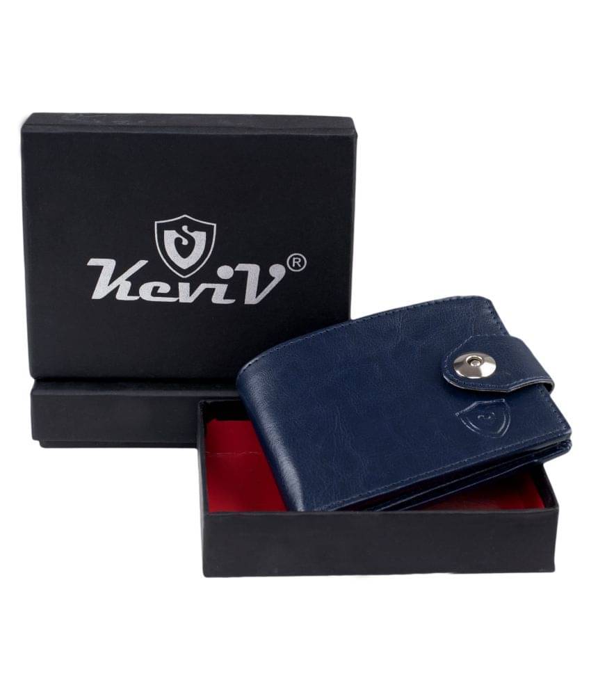     			Keviv Leather Blue Casual Regular Wallet
