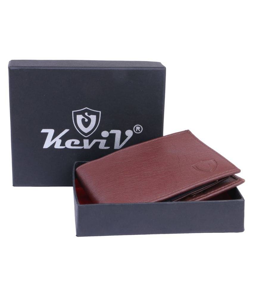     			Keviv Leather Brown Casual Regular Wallet