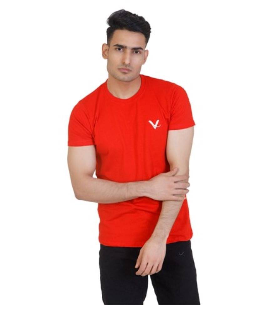     			MEGHRAJ INDUSTRIES Cotton Red Solids T-Shirt