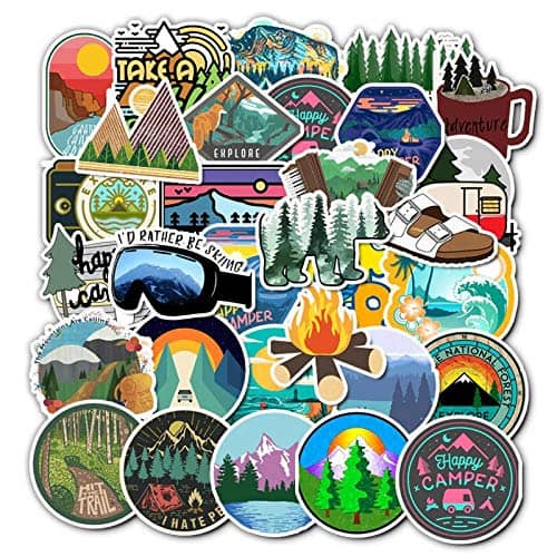iDream Camping Landscape Outdoor Winter Adventure Climbing Travel Waterproof Vinyl Sticker to DIY Suitcase, Laptop, Bicycle, Helmet, Car etc. (Set of 50)