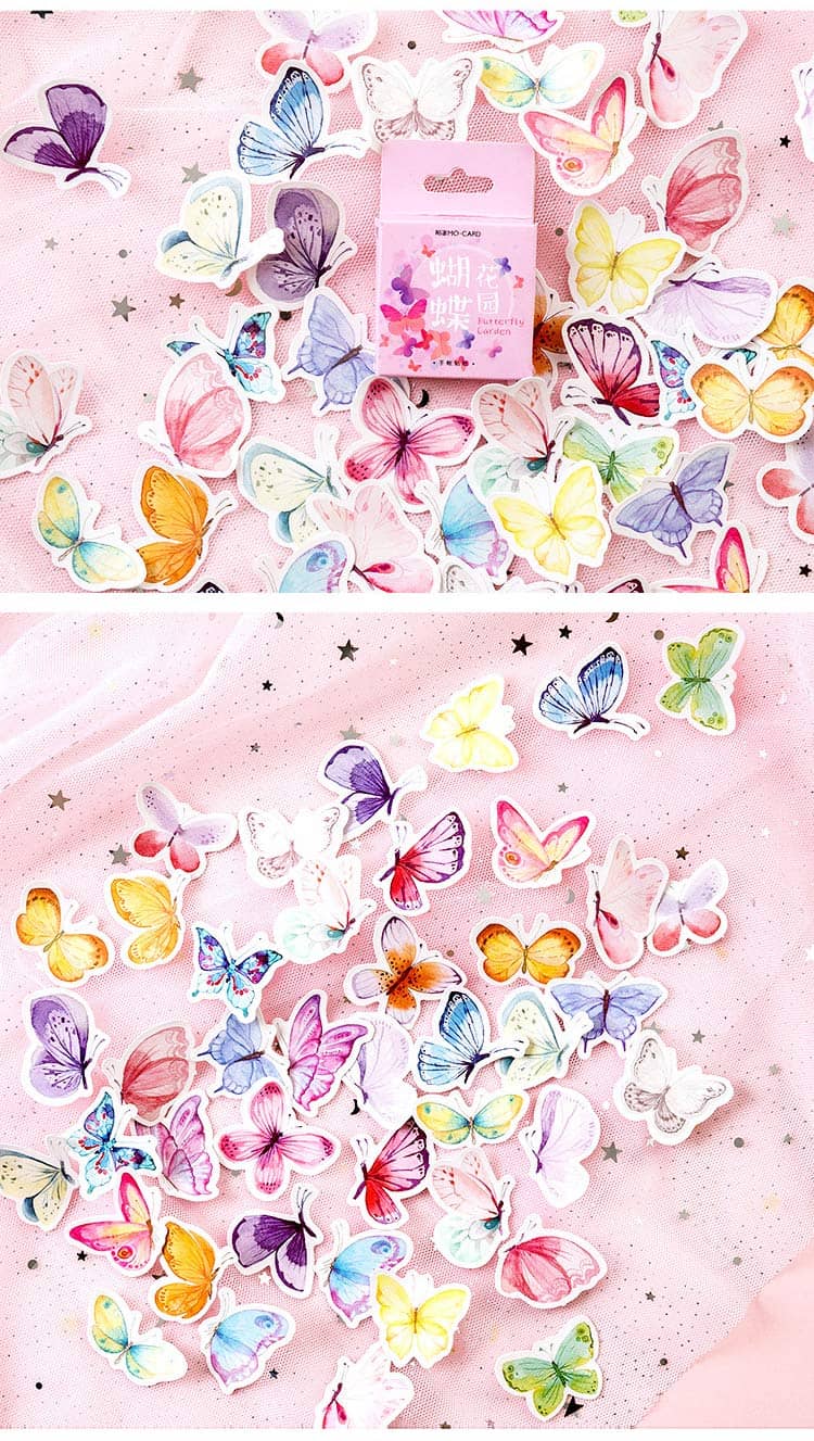 iDream Cute Butterfly Creative Stationery Adhesive Stickers for Kids, Diary, Photo Albums, Scrapbooking etc. (Set of 45)