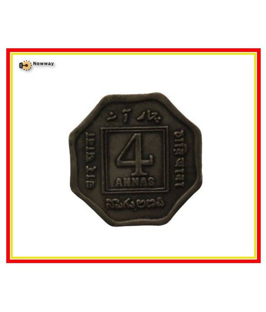     			4 Anna 1919 - George V King Emperor British India Extremely Rare Coin