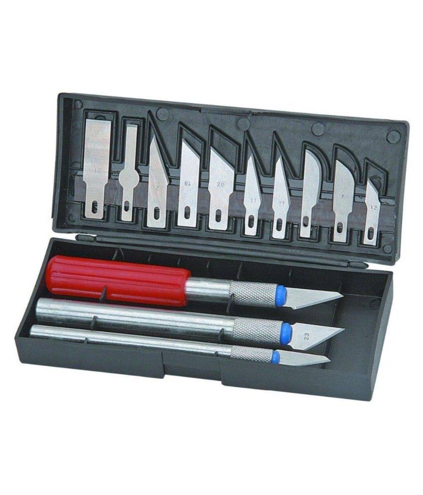 JINKRYMEN ART 16Pc Exacto Style Multi-Function Hobby Knife Crafts Carving Cutter Graver Sculpting Art Tool Set(13 Blades+3 Handle) JINKRYMEN ART 16Pc Exacto Style Multi-Function Hobby Knife Crafts Carving Cutter Graver Sculpting Art Tool Set(13 Blades+3 Handle)