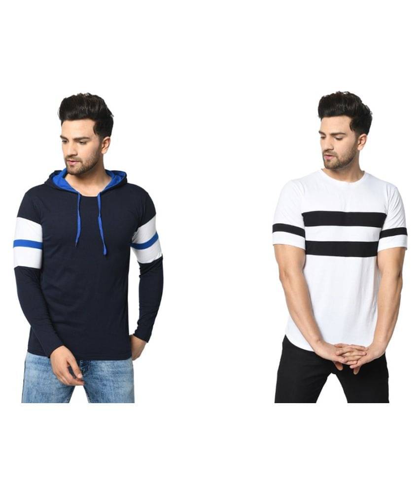 SIDKRT Pack of 2 100 Percent Cotton Regular Fit Men's T-Shirt ( Multi )     			SIDKRT Pack of 2 100 Percent Cotton Regular Fit Men's T-Shirt ( Multi )
