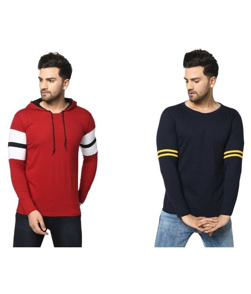 SIDKRT Pack of 2 100 Percent Cotton Regular Fit Men's T-Shirt ( Multi )     			SIDKRT Pack of 2 100 Percent Cotton Regular Fit Men's T-Shirt ( Multi )