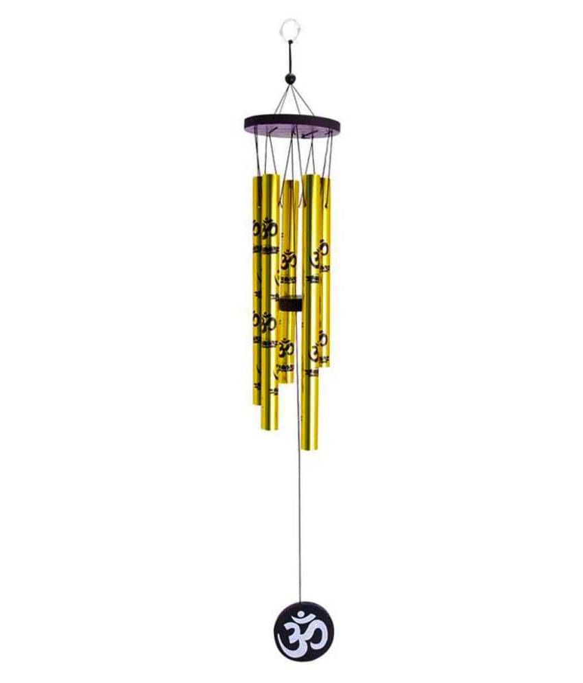     			Feng Shui Metal 5 Pipes Wind Chime with Om for Positive Energy (Golden, Large