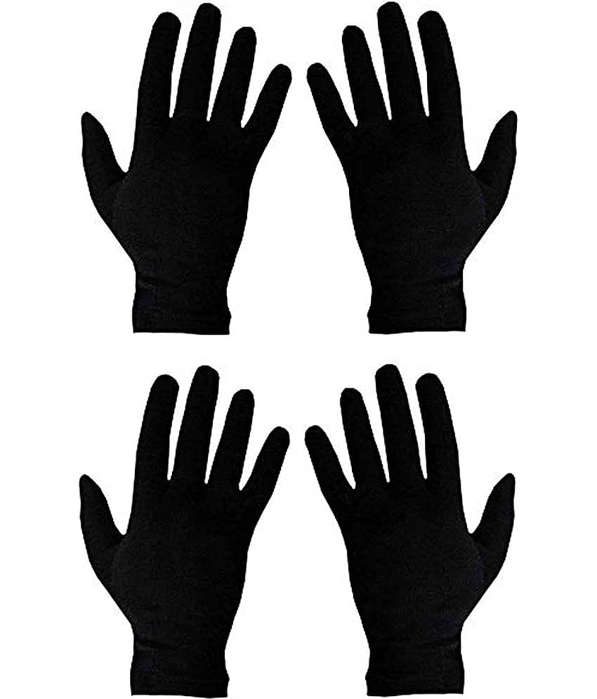 HF LUMEN Skin Black Half Cotton Figure Gloves Protect Skin From Dust/Pollution/Sun (Pack Of 2 Pair)