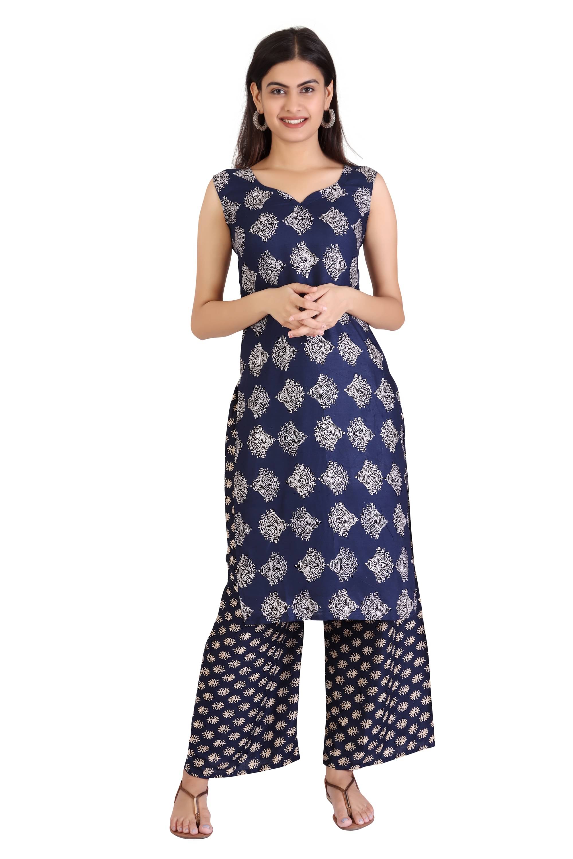     			MEESORRA - Blue Straight Rayon Women's Stitched Salwar Suit ( Pack of 1 )