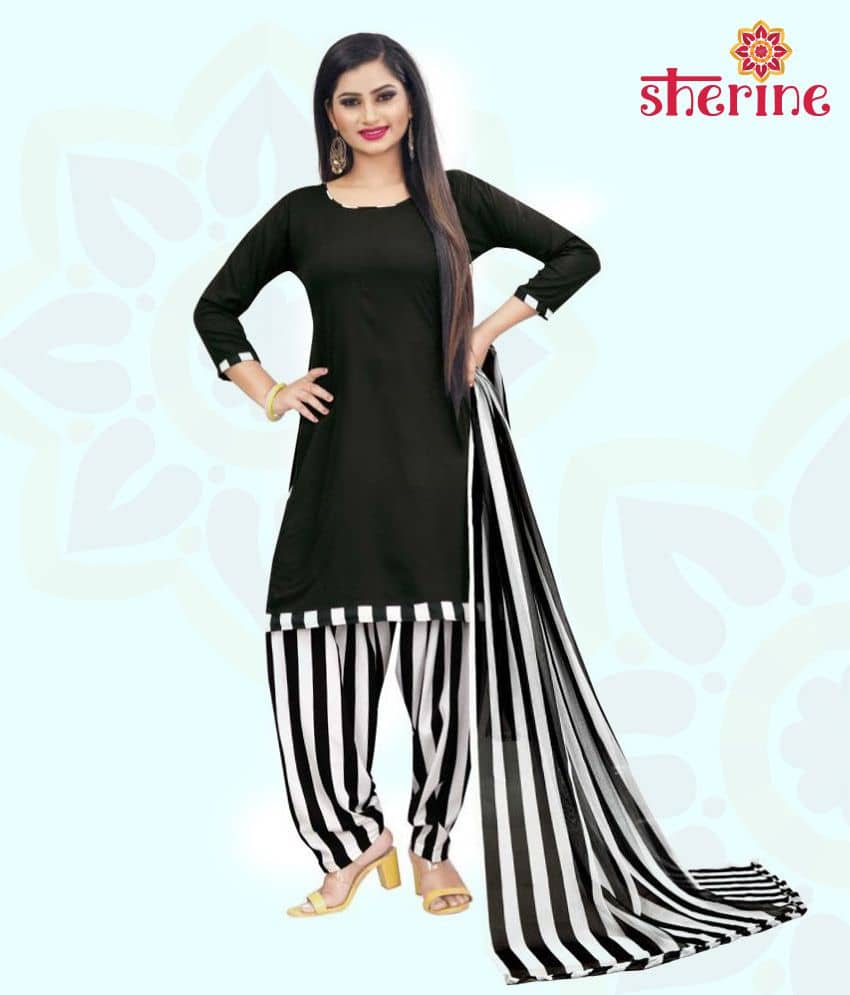 Anand Black Crepe Unstitched Dress Material - Unstitched Fabrics | Buy online on ZillyBuy