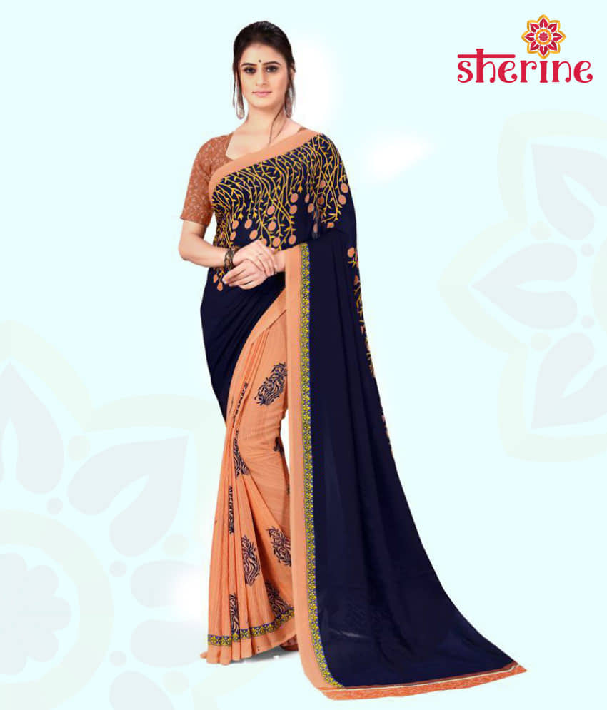 ANAND SAREES Georgette Printed Saree With Unstitched Blouse Piece ( Multicolor ) - Sarees | Buy online on ZillyBuy
