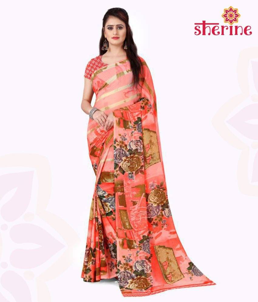     			ANAND SAREES Georgette Saree With Unstitched Blouse Piece ( Pink )
