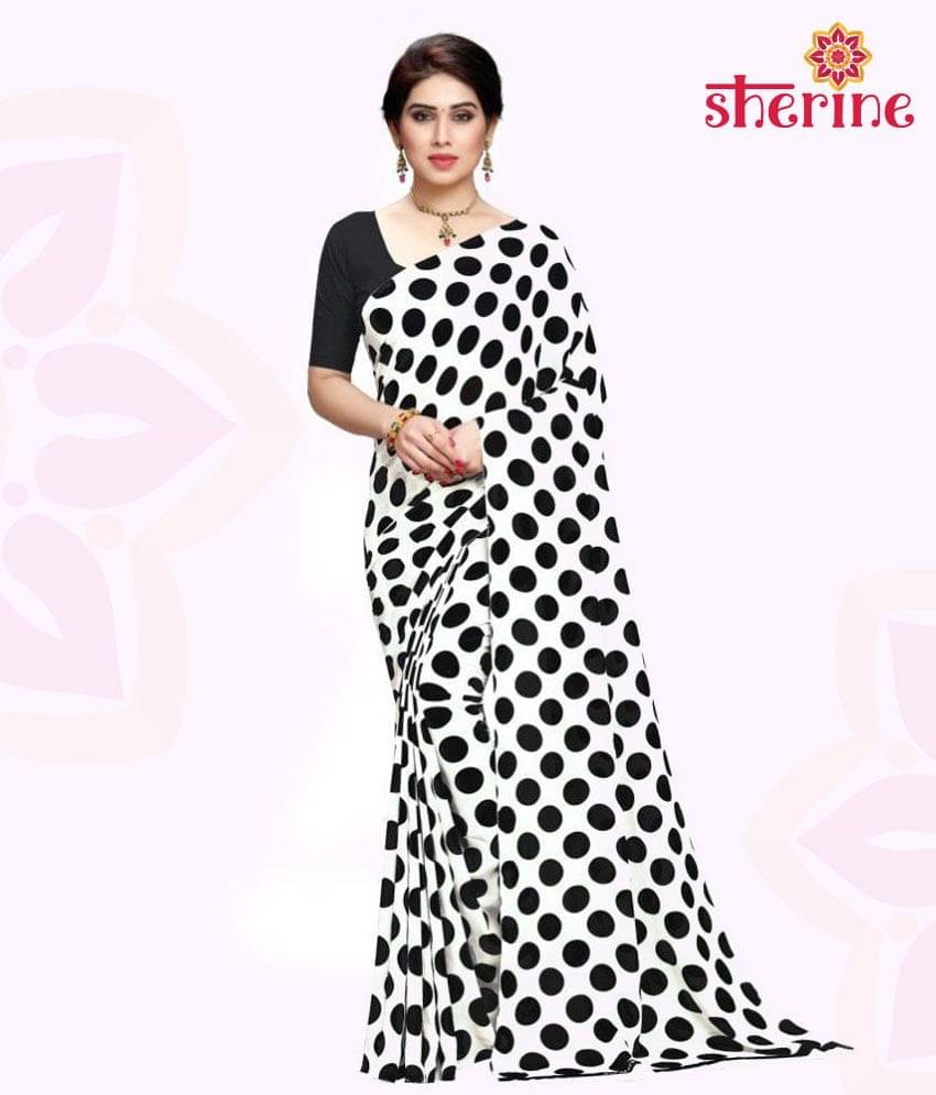     			ANAND SAREES Georgette Printed Saree With Unstitched Blouse Piece ( White )