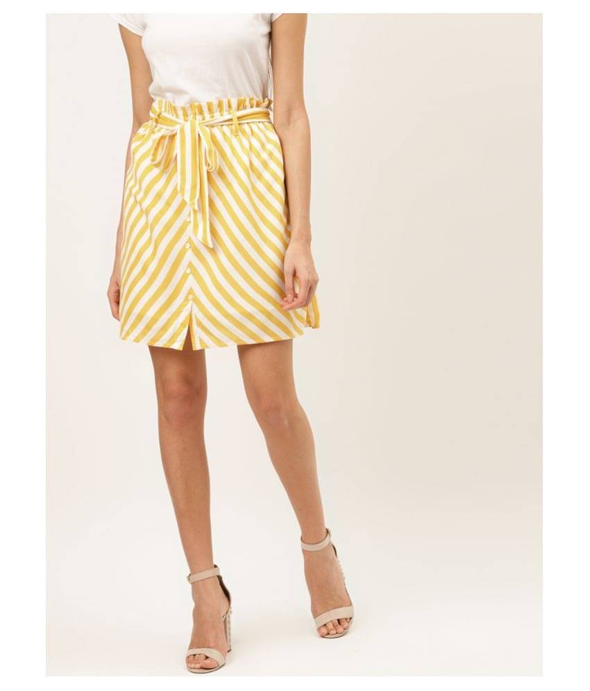     			The Dry State Rayon A-Line Skirt - Yellow