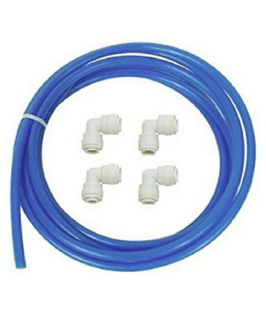     			RO Flexible PIpe Tube 1/4" 10 meter Blue + 1/4 QC X 14 QC Elbow 4 pcs. suited for all type of RO UV Water Purifier