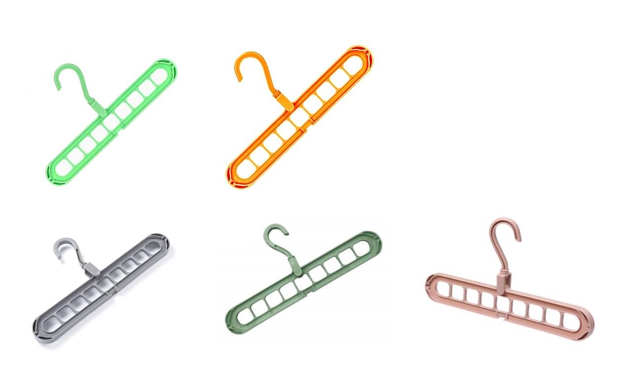     			eComKaaj Plastic Anti-Slip 9 Hole Hanger 5Pcs