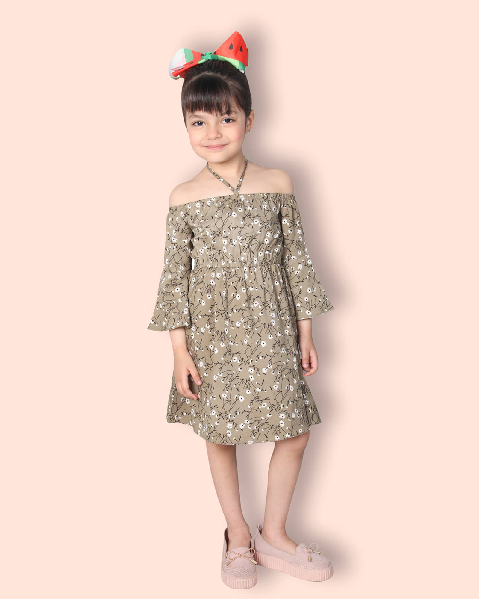 Addyvero Cotton A-line Dress For Girls ( Pack of 1 , Green )